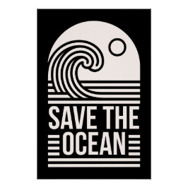Póster Salve a proteção da conservação do oceano voluntár