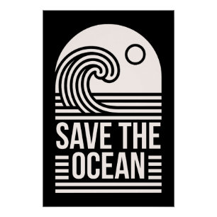 Póster Salve a proteção da conservação do oceano voluntár