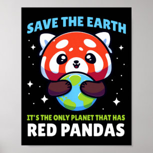 Poster Salve a Terra Red Panda Design - Funny Animal Eart