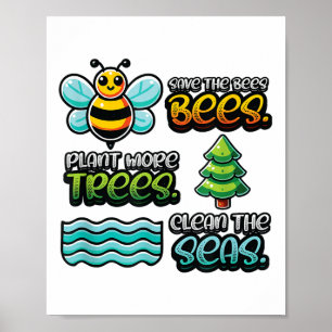 Poster Salve abelhas Plantações Limpas Seas Ambientais Pr