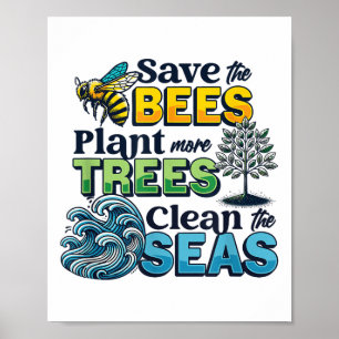 Poster Salve abelhas Plantações Limpas Seas Ambientais Pr