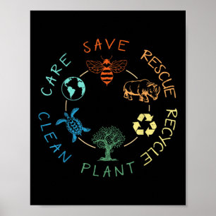 Poster Salve Abelhas Salvando Animais Reciclar Dia Plásti