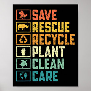 Poster Salve Abelhas Salvando Animais Reciclar Dia Plásti
