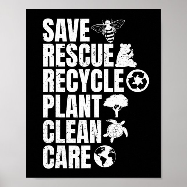 Poster Salve Abelhas Salvando Animais Reciclar Plastict E (Frente)