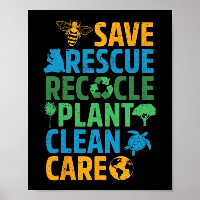 Poster Salve Abelhas Salvando Animais Reciclar Plastict E (Frente)