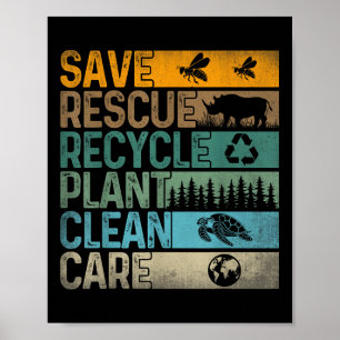 Poster Salve Abelhas Salvando Animais Reciclares Plástico