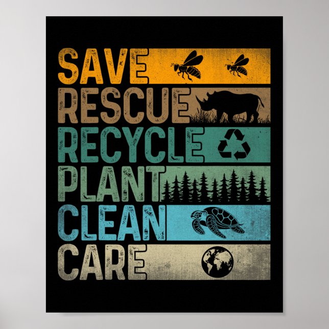 Poster Salve Abelhas Salvando Animais Reciclares Plástico (Frente)