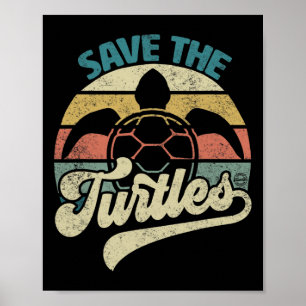 Poster Salve As Tartarugas Retro Salve A Terra Nosso Plan