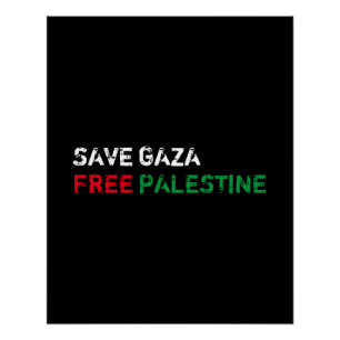 Póster Salve Gaza Liberdade Palestina branco vermelho ver