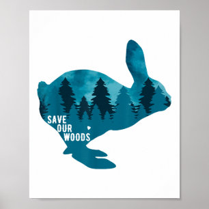 Poster Salve nosso Coelho de Proteção Ambiental das Flore