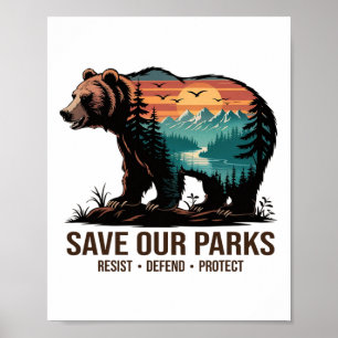 Poster Salve Nossos Parques Ambiental Caminhada Amante da