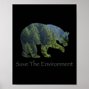 Poster Salve O Ambiente Silhouette Do Urso Do Ambiente