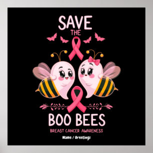 Poster Salve o Cancer das Abelhas Boo no Dia das Bruxas