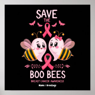 Poster Salve o Cancer das Abelhas Boo no Dia das Bruxas