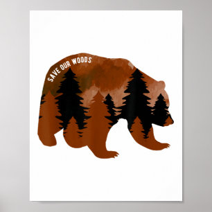 Poster Salve o nosso Urso de Proteção Ambiental das Flore