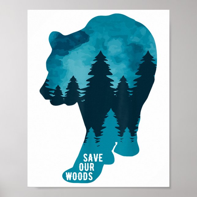 Poster Salve o nosso Urso de Proteção Ambiental das Flore (Frente)