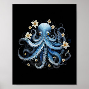 Poster Salve o Oceano Azul Octopus Lado Mar ao Vivo Salva
