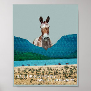 Poster Salve os Cavalos Selvagens, Salve a Natureza