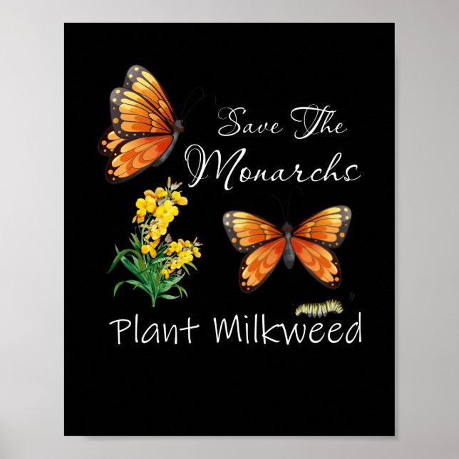 Poster Salve Os Monarcas Plantam Uma Borboleta De Milkwee (Frente)