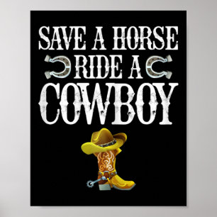 Poster Salve Um Cavalo Andando Um Cowboy