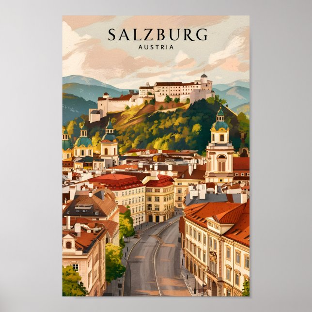 Poster Salzburg Austria Famous Viagem Place (Frente)