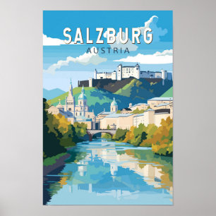 Poster Salzburg Austria Viagem Art Vintage