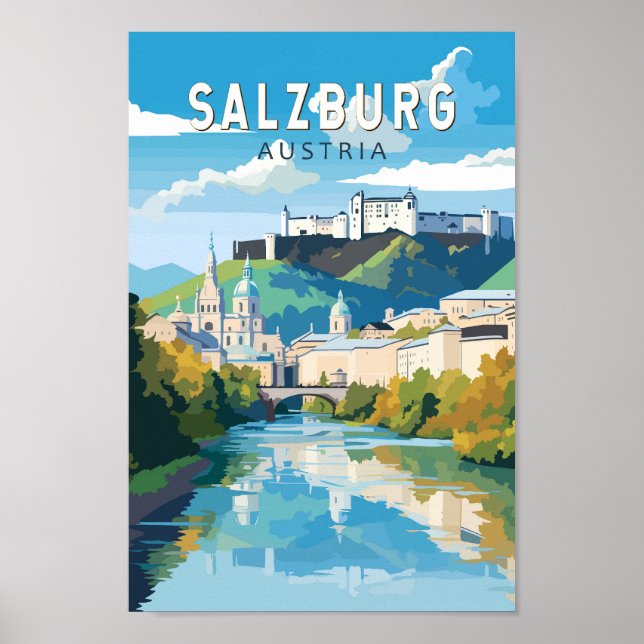 Poster Salzburg Austria Viagem Art Vintage (Frente)