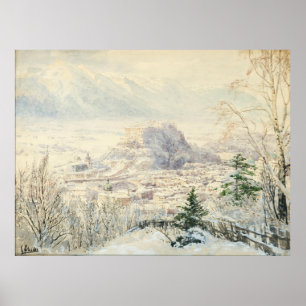 Poster Salzburgo em neve por Konrad Petrides