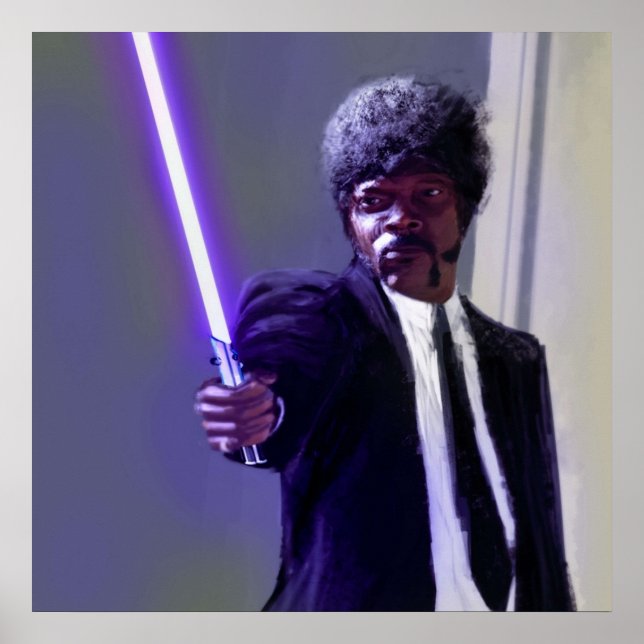 Poster Sam L Jackson com um sabre de luz (Frente)