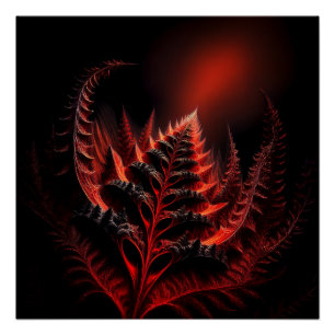 Póster Samambaia Vermelha Como Fractal Estendendo-se Para