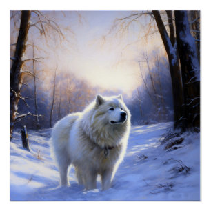 Póster Samoyed Deixe Nevar Natal