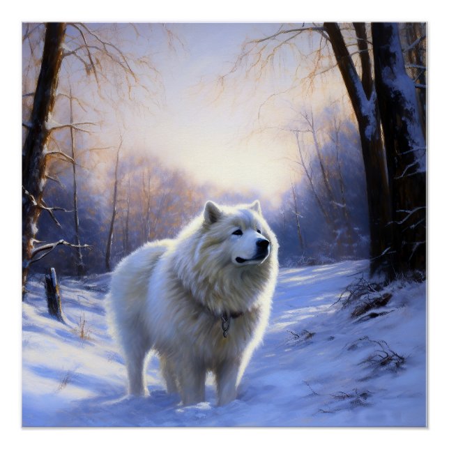 Póster Samoyed Deixe Nevar Natal (Frente)