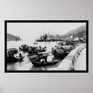 Poster Sampans em Hong Kong 1906