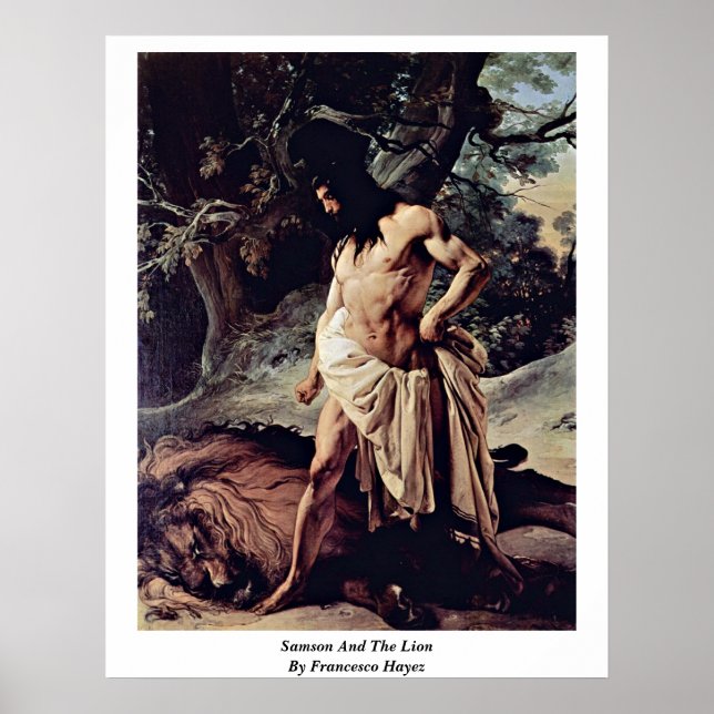 Póster Samson E O Leão De Francesco Hayez (Frente)