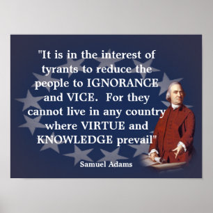 Poster Samuel Adams Cita Ignorância e Conhecimento