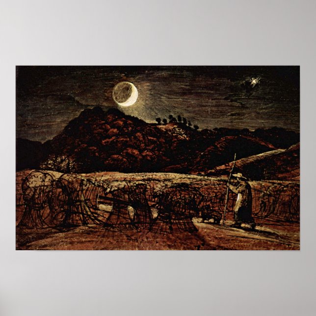 Póster Samuel Palmer - cornfield no luar (Frente)