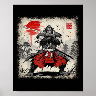 Poster Samurai Bigfoot Japonês Vintage Ukiyo-e Art Warri