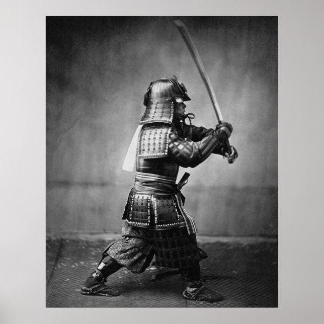 Póster Samurai blindado com espada e punhal em 1860 (Frente)