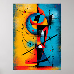 Poster Samurai Cósmico – Parede Geométrica Abstrata Moder