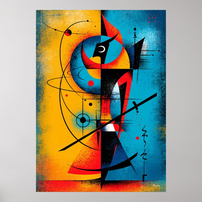 Poster Samurai Cósmico – Parede Geométrica Abstrata Moder (Frente)