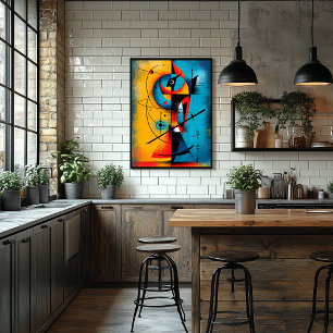 Poster Samurai Cósmico – Parede Geométrica Abstrata Moder
