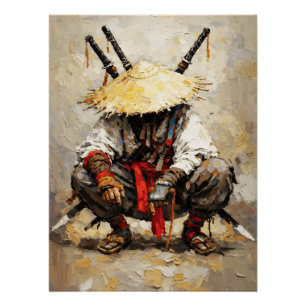 Póster Samurai Descansando Espátula Laranja Impasto