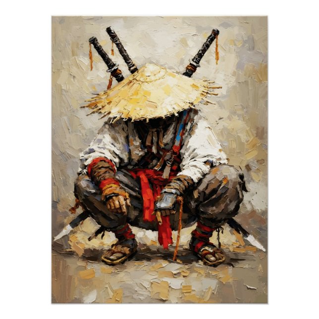 Póster Samurai Descansando Espátula Laranja Impasto (Frente)