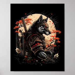 Poster Samurai Dog Japonês Tatuagem Gráfica Para Homens W