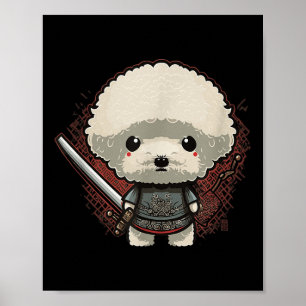 Poster Samurai Dog Tattoo, Vintage Kawaii Ninja