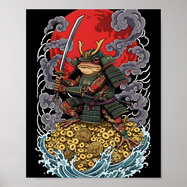 Poster Samurai Frog of Fortune – Mythical Warrior Art (Frente)