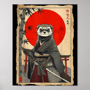 Poster Samurai Furão Arte Japonesa Vintage Guerreiro Anim
