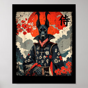Poster Samurai Great Dane Tattoo Kawaii Ukiyo-e
