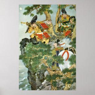 Póster Samurai japonês na árvore
