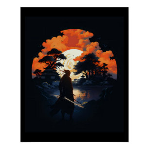 Póster Samurai Katana Japão Ninja Warrior Glossy Poster